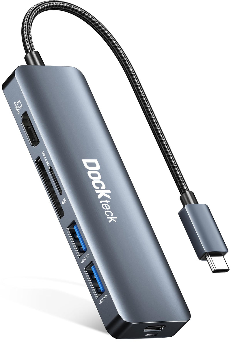 USB C Hub Multiport Adapter - Dockteck 6 in 1 USB C Dock with 100W PD, 4K 60Hz HDMI, USB 3.0, SD/TF Card Reader, USBC Hub for MacBook Pro Air Microsoft Surface Pro 4K@60Hz