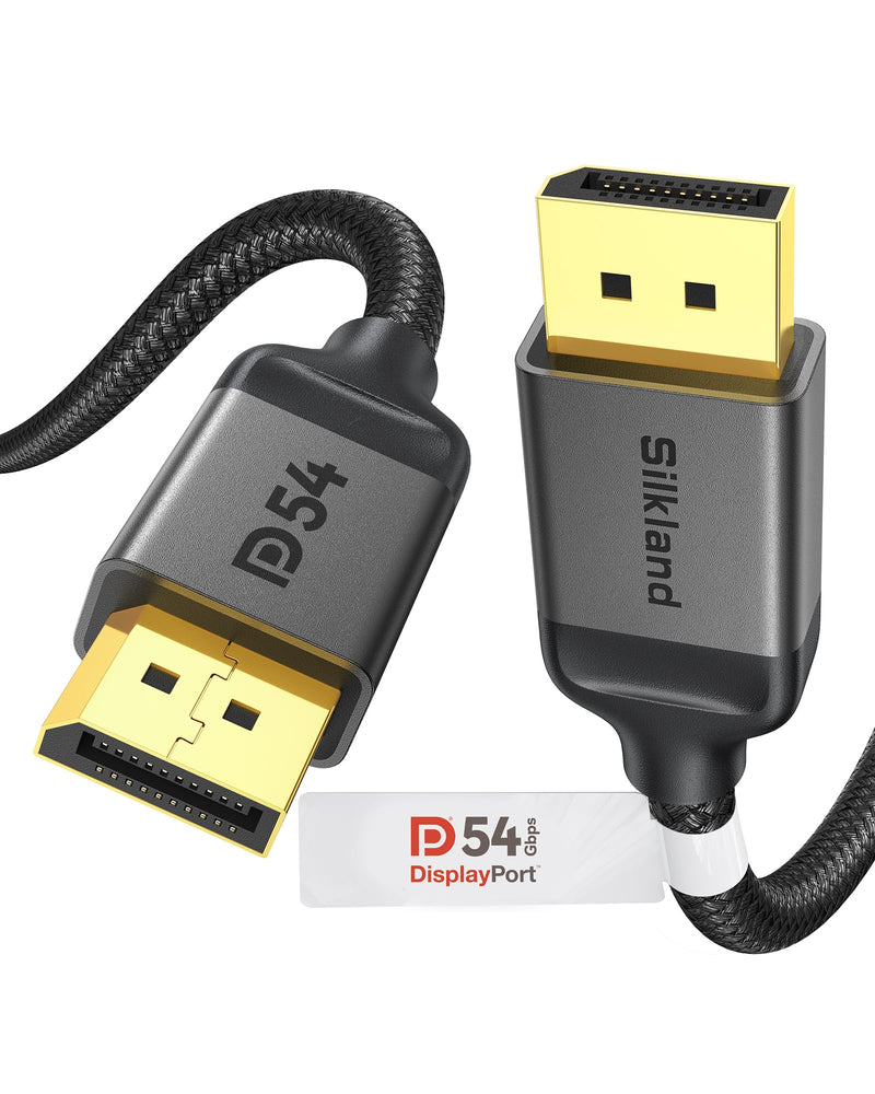 Silkland 54Gbps VESA Certified DisplayPort 2.1 Cable, DP 2.1 Cable 10FT [16K@30Hz, 10K@60Hz, 8K@120Hz, 4K@240Hz 165Hz 144Hz] HDR10 HDCP DSC 1.2a, Display Port Cord for FreeSync G-Sync Gaming Monitor 10 Feet Grey