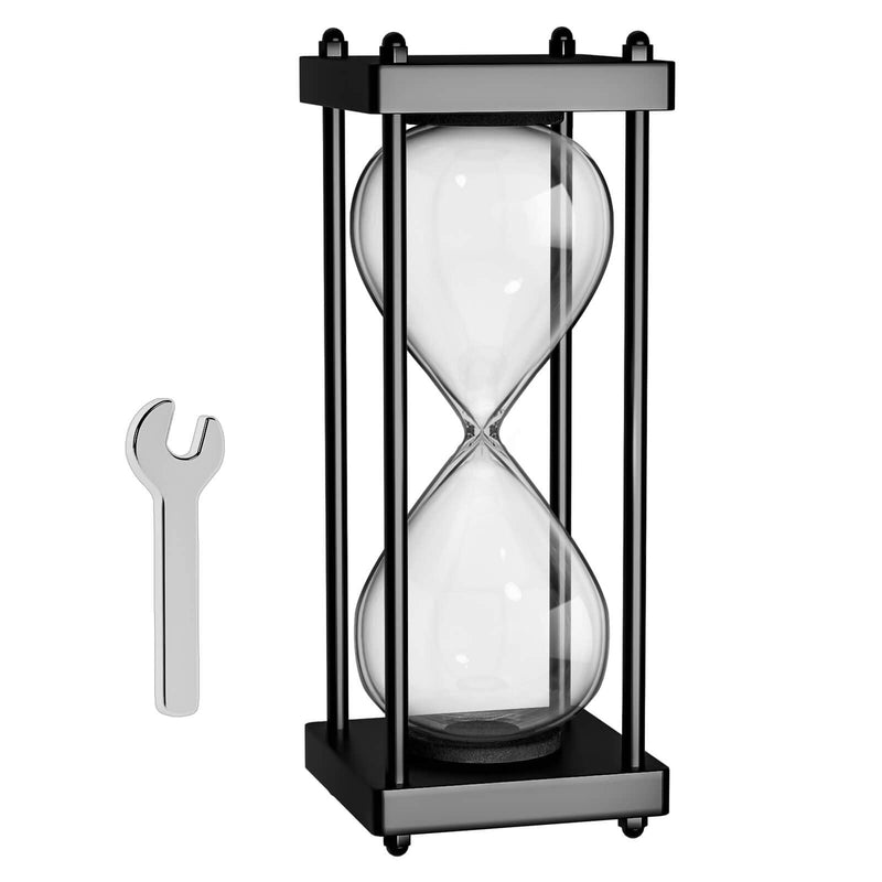 Empty Hourglass Fillable, 10 Inch Large Black Wooden Frame DIY Sand Timer, Unity Sand Hourglass for Wedding Ceremony Set, Without Sand Clock, Antique Hour Glass Sandglass for Desk Home Office Decor Empty