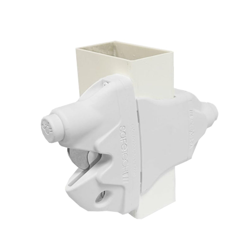Safetech Hardware ViperX5-2 Two-Sided Gate Latch | Wrap Around Design - No Post Drilling | Padlock Lockable | Left & Right Reversible | Double Gate Access w/Push Button | 2” Vinyl & Aluminum - White 2" Post