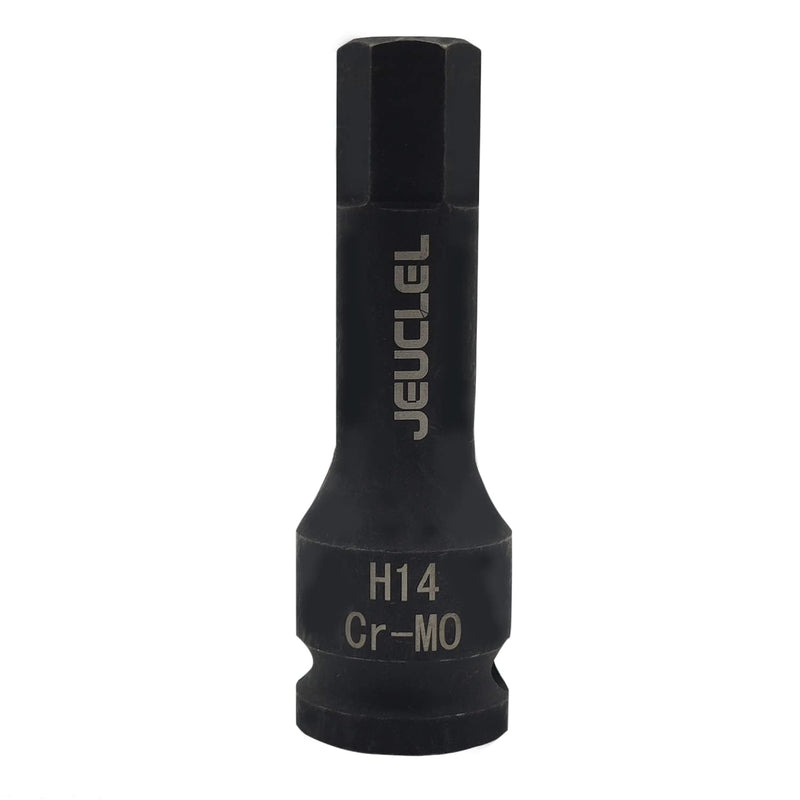 14mm Hex Impact Bit Socket, H14 1/2-Inch Impact Drive Allen Socket, Cr-Mo Steel Lengthen Hex Screwdriver Socket Adapter H14 14MM