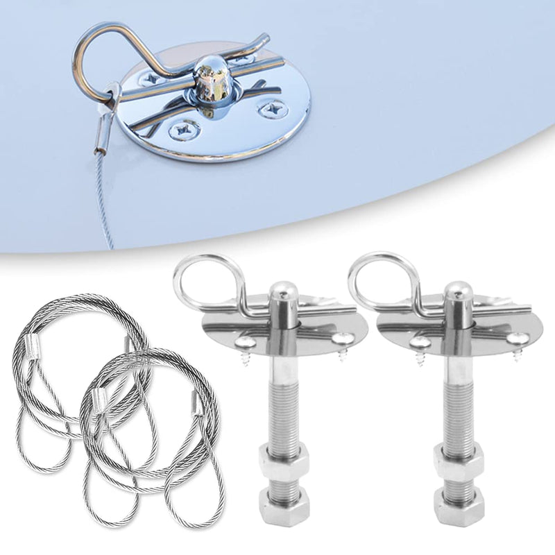 Watris Veiyi Hood Pins for Truck - 4in Threaded Engine Hood Pin Plate Lock, Car Modified Accessory