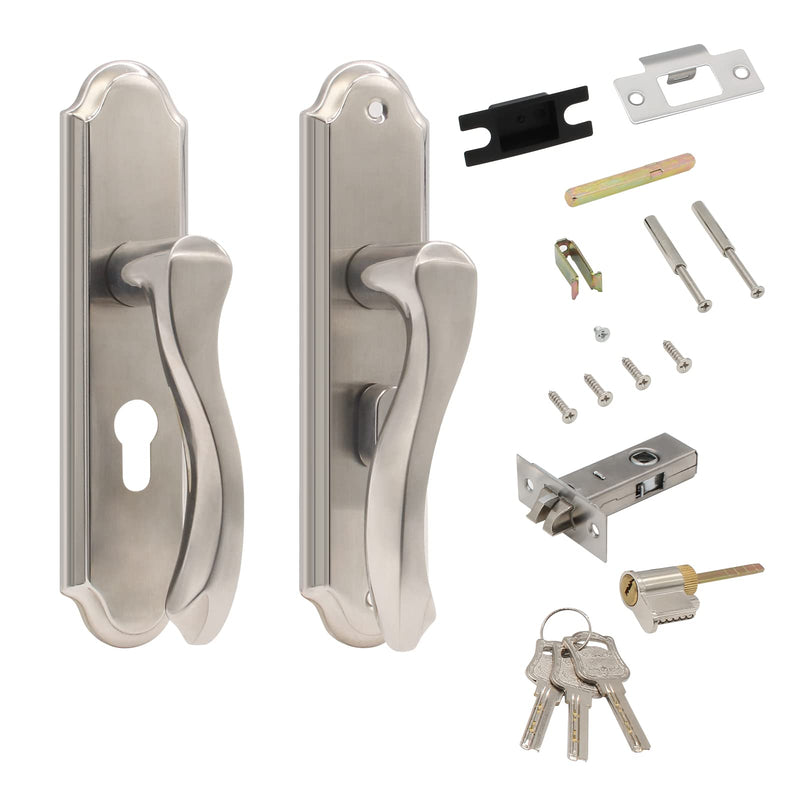 Front Door Lock Set Single Cylinder Handle and Deadbolt Lock Set with Door Lever, 6.5" Screw Hole Distance, Silver 165mm/6.5" Hole Distance, Single Cylinder