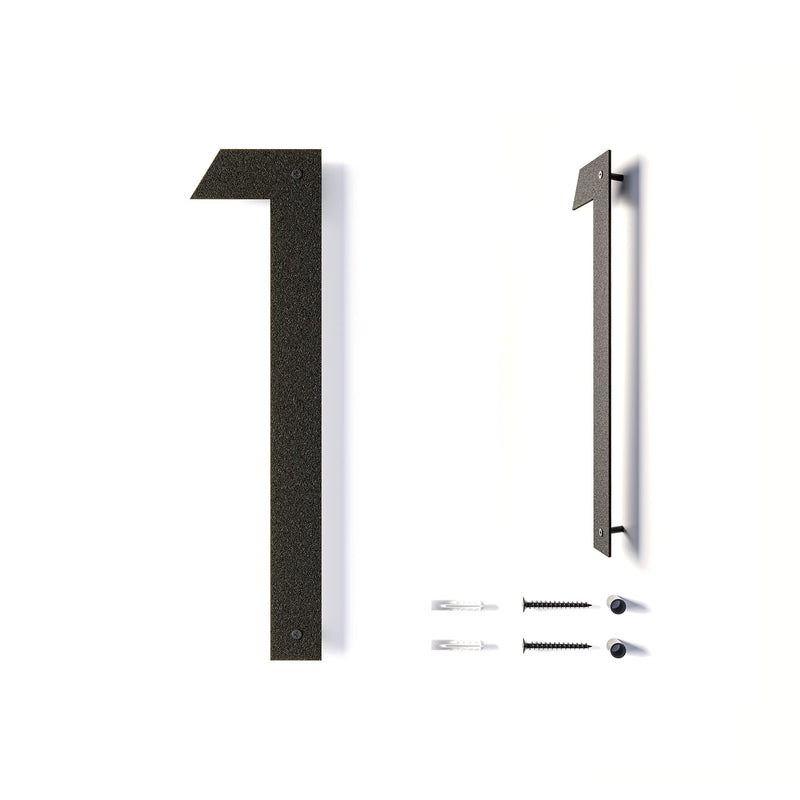 12 Inch Modern Floating House Numbers for Outside | Large Metal House Numbers for Outdoors | Black Coated Rust-Proof Home Address Numbers/Plaques | Metal Mailbox Numbers 1