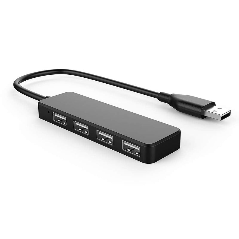 USB Hub, USB Splitter,USB 4-Port Adapter,Extender for Laptop, PC, MacBook, Mac Pro, Mac mini, iMac, Surface Pro and More (Black-USB 2.0/0.3m) Black-usb 2.0/0.3m