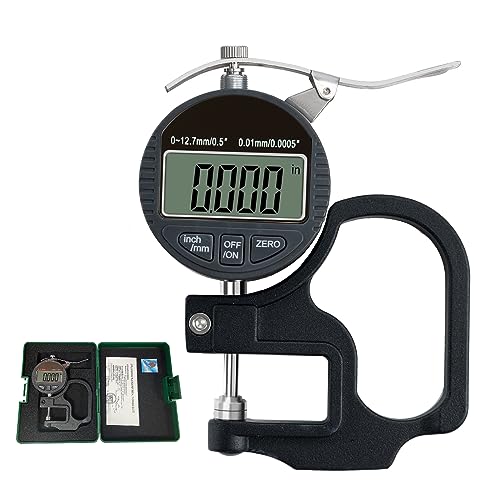 Digital Thickness Gauge 0.5 inch/12.7mm, 0.0005 inch/0.01mm Accuracy 0.5"/0.0005"