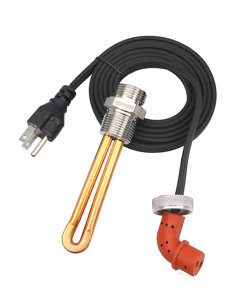 Engine Block Heater Replace 3500043 Fit for Ford Mercury Lincoln International Caterpillar Detroit Diesel Hino Mack Nissan, 3/4" NPT Thread 120 Volts 1000 Watts