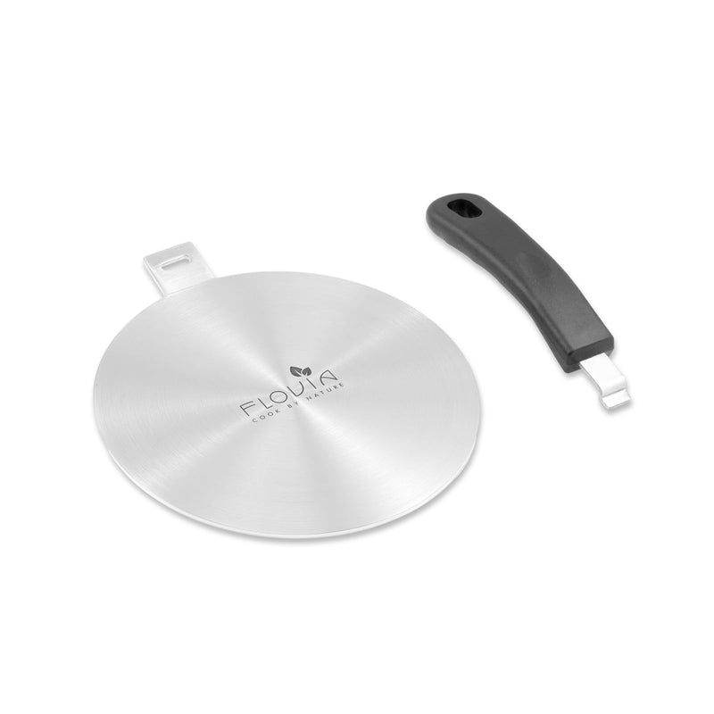 9.45inch Stainless Steel Induction Cooktop Adapter Plate, Heat Diffuser for Glass and Electric Cooktop, Detachable Handle Bakelite-detachable Handle