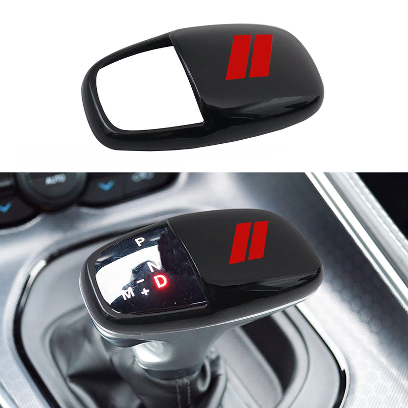 SENSHINE Gear Shift Knob Head Cover for Dodge Charger Accessories 2015-2023 Challenger 2015-2024 Durango 2016-2025 ABS Interior Shell Insert Decoration Protector Gear Shifter Cover (Red Trim) Red