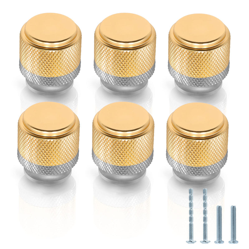 25pcs Knurled Cabinet Knobs, Kitchen Drawer Pulls Decorative Knobs for cabinets and Drawers, Knurled Cabinet Hardware - Grey & Gold 25 Gray