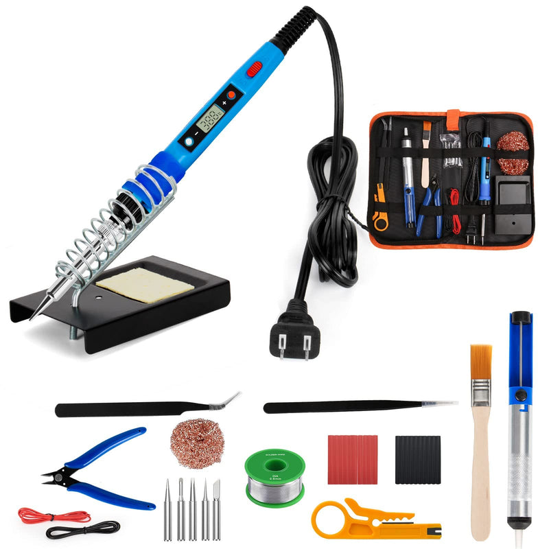 Soldering Iron Kit, 80W 110V Upgraded Digital Electric Solder Irons, with LCD Display, 39-in-1 Adjustable Temperature Welding Tool for Metal, Jewelry Electrical Repairs, DIY 80W-blue-39-in-1