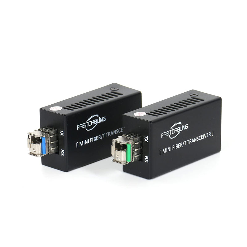 Gigabit Fiber to Ethernet Media Converter Kit, LC Single Mode, Up to 20km Fiber Opitc Network, Point-to-Point, Plug & Play, Complete Kit, Compact Converter, Industrial SFP Modules, US/EU Adapters