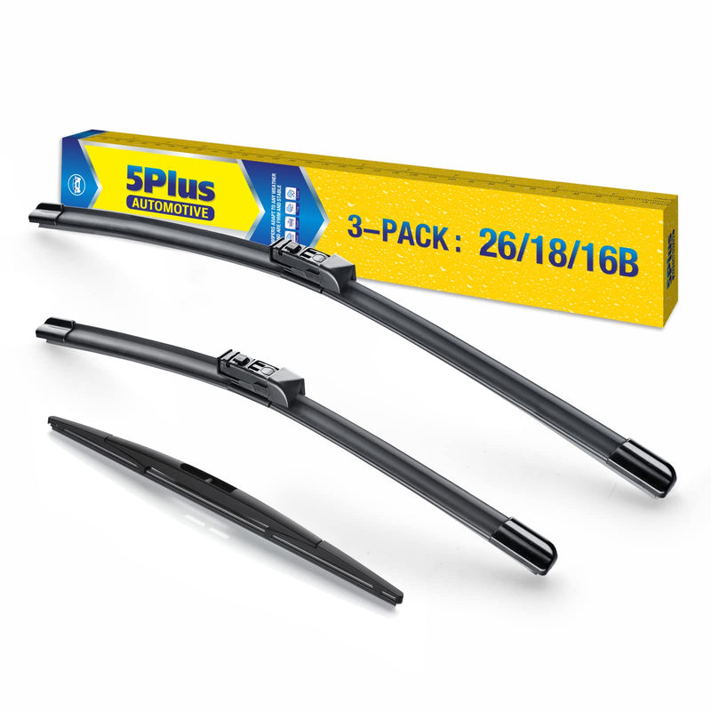 3 Wipers 26"/18"/16" Replacement For SUBARU Outback 2022 2021 2020 (Set of 3), 26 Inch+18 Inch Windshield Wiper Blades with 16 Inch Rear Wiper Blade 26"+18"(Push Button S 19mm)+16B