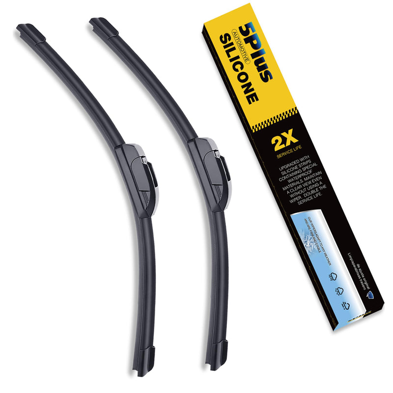 5 PLUS® Silicone Wiper Blades 22 inch wiper blades 2 pack Replacement For Ford F Series 2020-2012 Expedition 20-08,Chevy Silverado GMC Sierra Series 2023-2019 06-99,Impala Suburban, Windshield Wiper 22"+22" Front (Hook Arm)