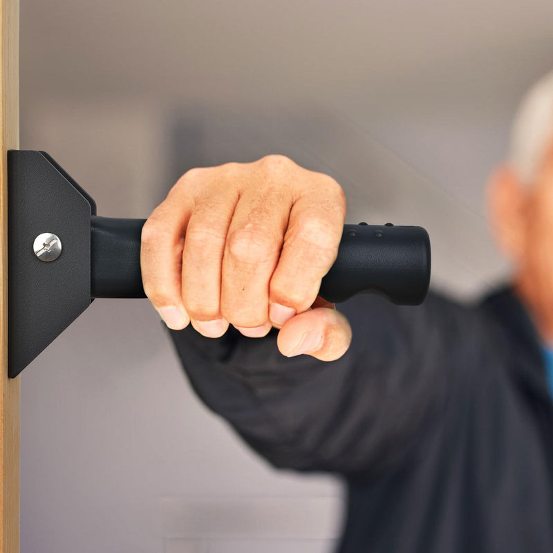 Flip up Grab Bars for Elderly for Wall, 6 inch Folding Doorway Assist Handle, Handicap Grab Bars for Doorframe, Stairs Steps, Mobility Aids for Elderly, Seniors and Alzheimer (Black) Black