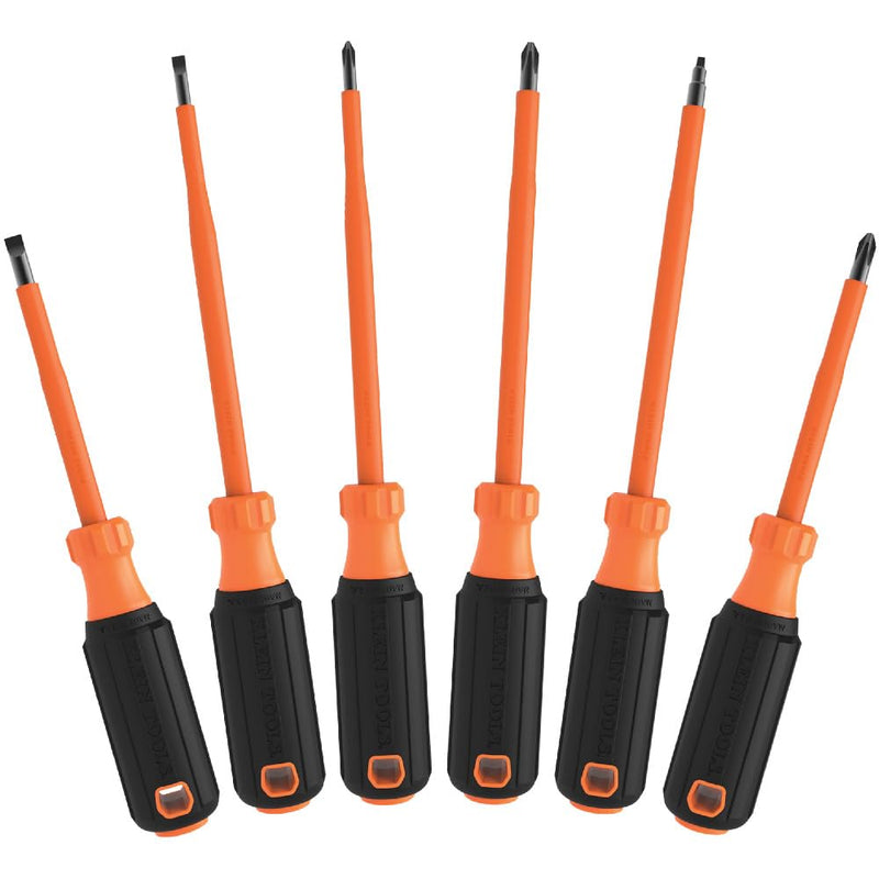 Klein Tools 85076INS Insulated Screwdriver Set, Made in USA, features 1000V Electricial Screwdrivers, (3) Phillips and (2) Slotted and Square Tips, 6-Piece 6-Piece Set