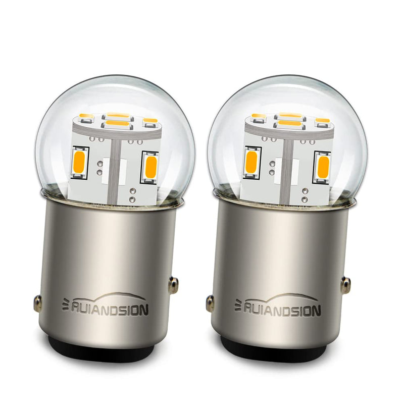 Ruiandsion 2pcs 1157 LED Bulb 12V BAY15D 2057 2357 7528 Warm White 3014 12SMD LED Chipsets LED Backup Reverse Brake Tail Lights
