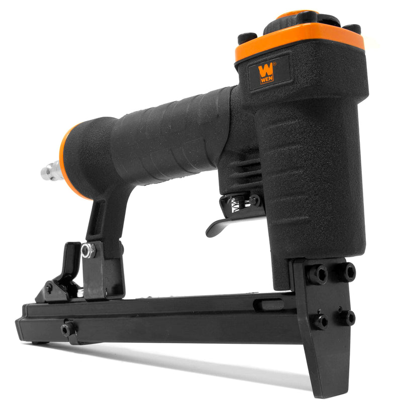 WEN 61706 20-Gauge 3/8-Inch Crown Air-Powered Pneumatic T50 Stapler for Upholstery and Woodworking 2022 Model
