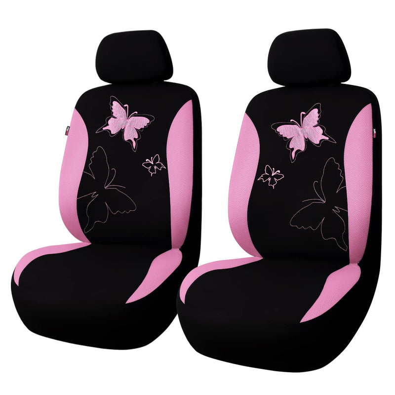 Flying Banner Butterfly car seat Covers ful Set Fashion Universal Lady Woman Female Rear Bench Split Colorized (Pink, 2 Fronts - Lace) Pink Lace