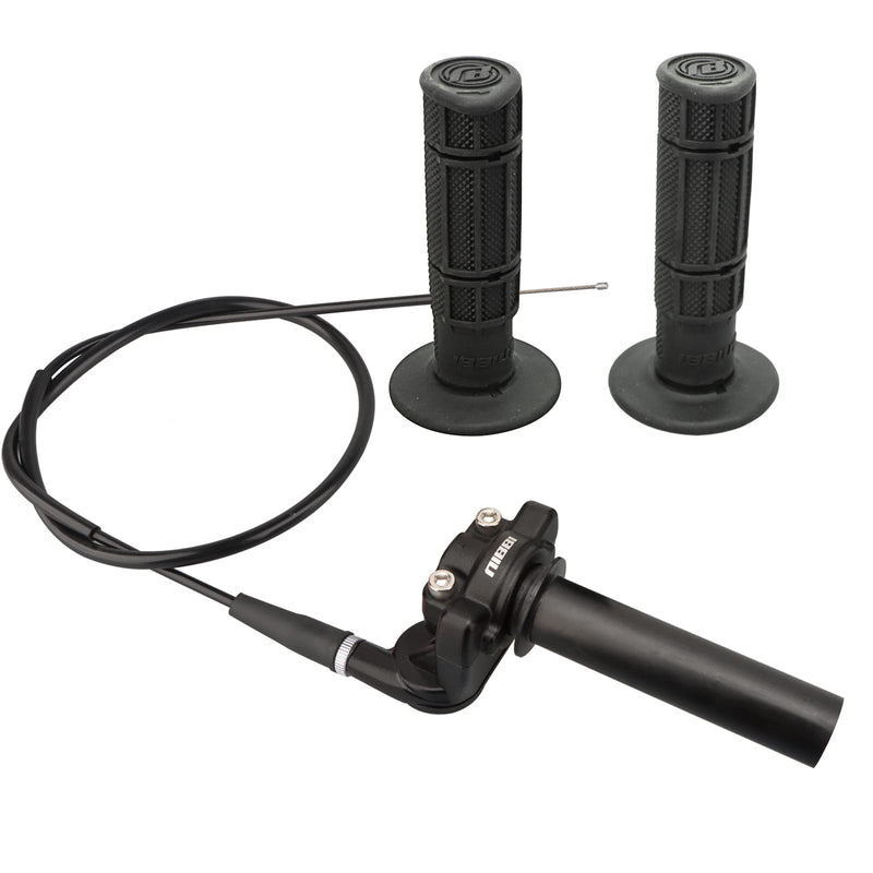 NIBBI Twists Throttle Grip,Dirt Bike Grips with Throttle Cable and Handlebar Grip for SSR125 Pit Bike, 22mm Motorcycle Throttle Assembly Black