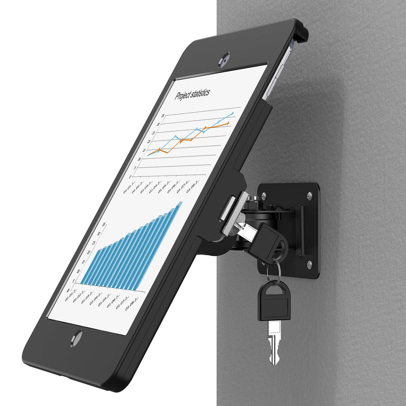 iPad Wall Mount – Tablet Wall Mount Holder with Anti-Theft Aluminum Security Lock System, Compatible ONLY with iPad 10.2-Inch (9th, 8th, 7th Gen.), Adjustable Design – Black