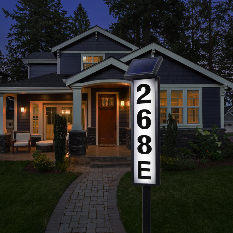FLSEPAMB Solar Address Sign Lighted Solar House Numbers for Outside Address Plaques for House Address Sign Numbers for House, Yard, Garden, Waterproof Classic style