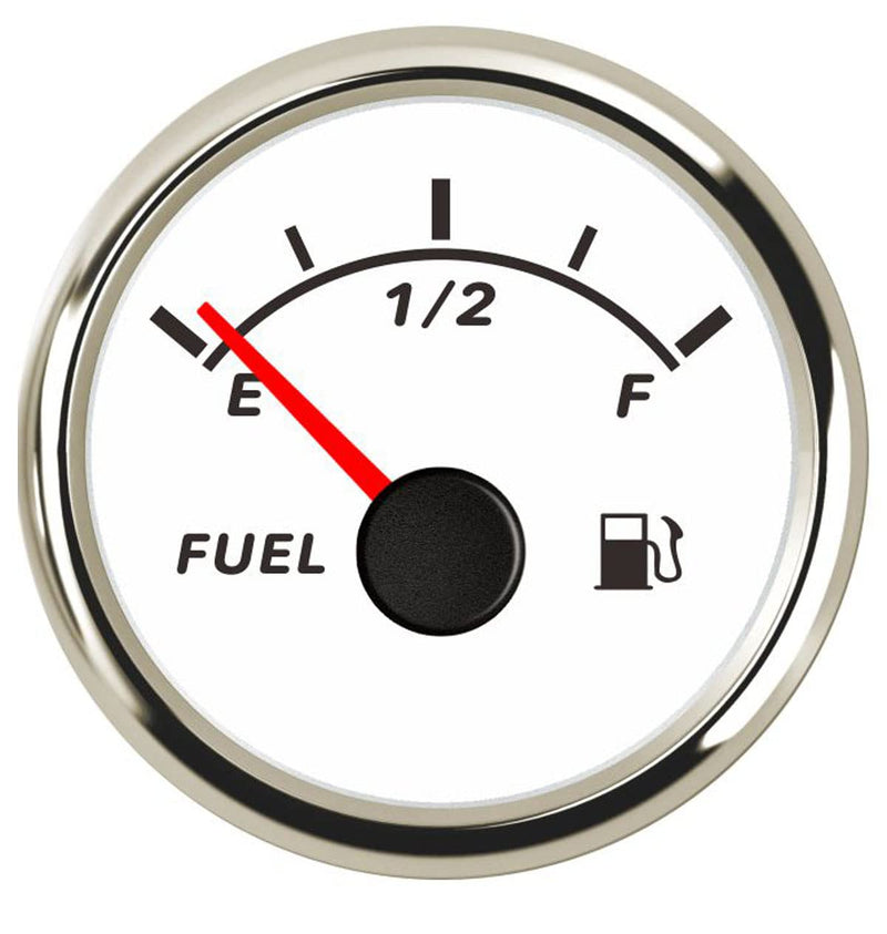 2" Digital Fuel Level Gauge Meter 240-33ohm Red Color Background Light 52mm 12V/24V with Gauge Mount White 240-33 ohm