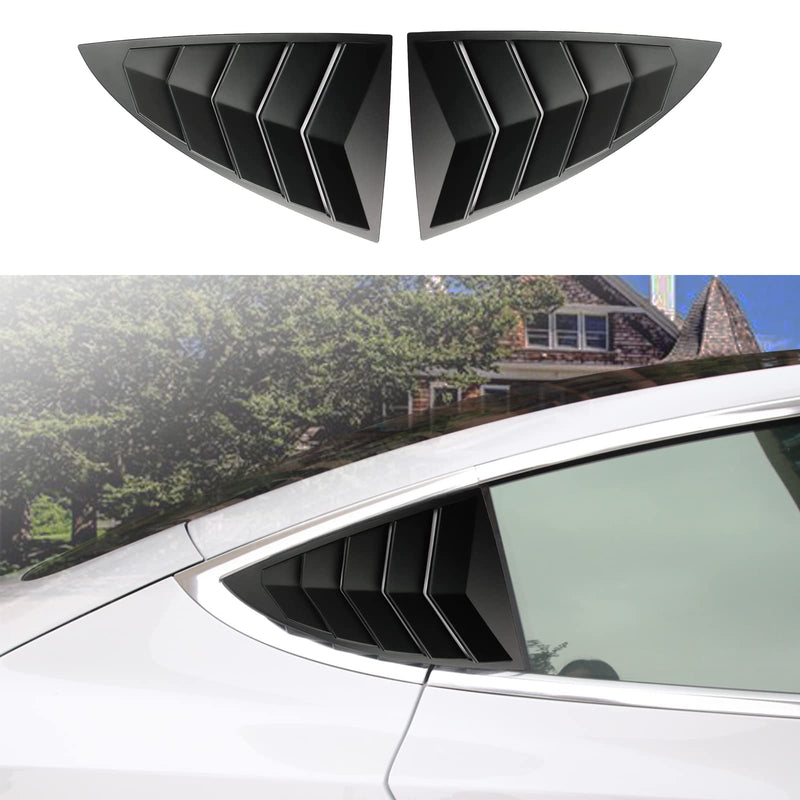 YHCDSEA for Model 3 Rear Side Window Shutter Cover Louver Sport Style Cool Exterior Decoration fit for Tesla Model 3 2017-2024 Accessories (Matt Black) Matt Black