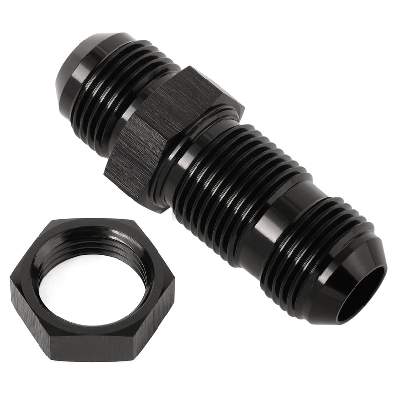 10AN Male Flare Straight Bulkhead Fitting Adapter with 10AN Nut Aluminum Black 10AN - Straight