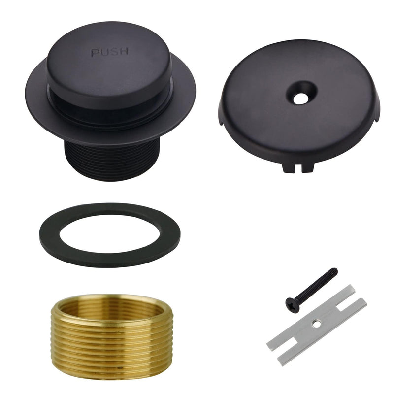 Black Bathtub Drain Tip-Toe Single Hole,Welsan Tub Drain Trim Set Conversion Kit Assembly, Coarse Thread Replacement Trim Kit with 1-Hole Overflow Faceplate Includes an Adapter, Matte Black 1 Hole