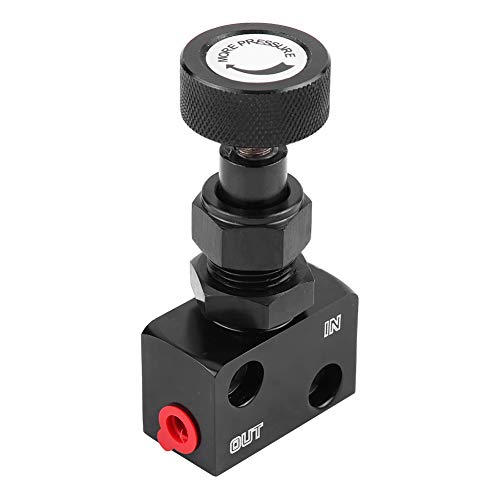Brake Proportioning Valve, Universal Motorsport Shut Off Pressure Regulator Car Valve Aluminum 150PSI - 1200PSI Proportion Adjustable Prop Bias Adjuster Racing Lever (Black)