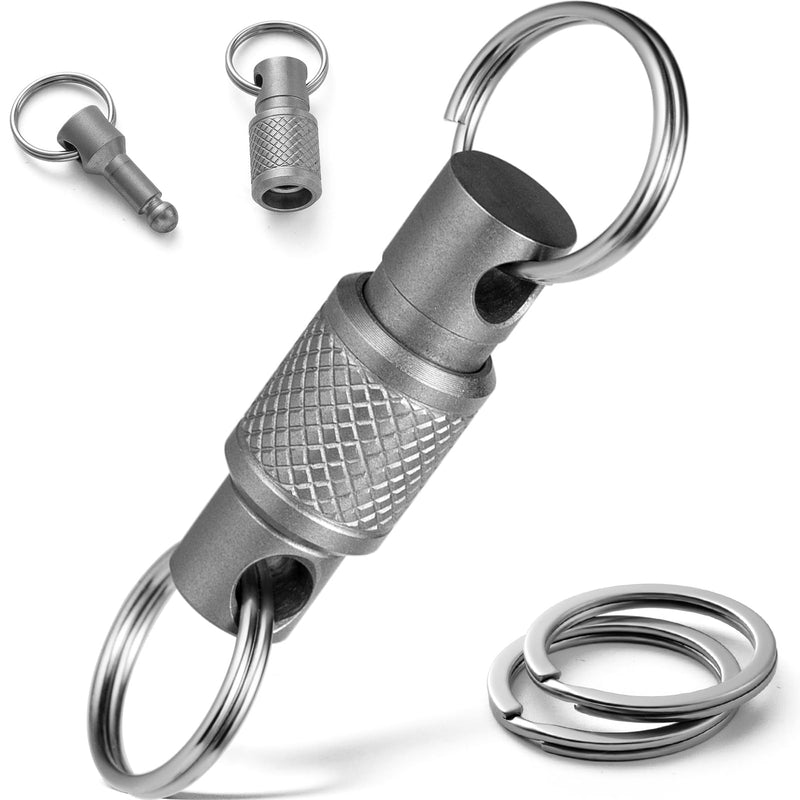 FEGVE Titanium Quick Release Swivel Keychain, Pull Apart Detachable Keychain Heavy Duty Car Key Holder with Key Rings Grey 1 Pack