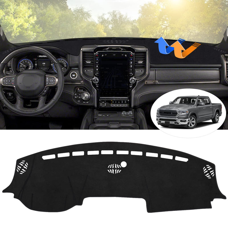 Autorder Dashboard Cover Mat for 2019-2026 Dodge Ram 1500 2500 3500 Accessories Dash Cover Flannel Dash Mat Sunshade Glare UV Rays Protector Black 2019-2026 Ram