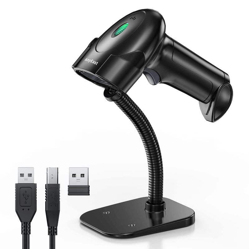 Barcode Scanner with Stand, Bluetooth and Wireless Barcode Scanner, Inventory 2D 1D QR Code Scanners for Computer POS, Handheld CMOS Image Bar Code Reader for Warehouse Library Supermarket Gray