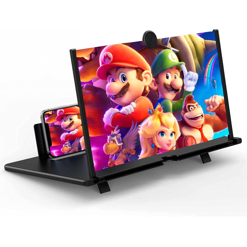  [AUSTRALIA] - 18'' Screen Magnifier –3D HD Mobile Phone Magnifing Projector Screen Enlarger for Movies, Videos and Gaming – Foldable Phone Stand Holder with Screen Amplifier–Compatible with All Smartphones (18Inch) Black-16inch