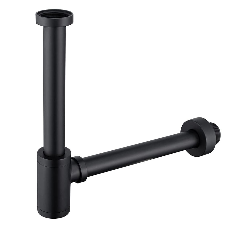 Brass Round Bottle P-Trap 1 1/4, Adjustable Basin Sink Waste Drain Trap Kit, Matte Black P Trap