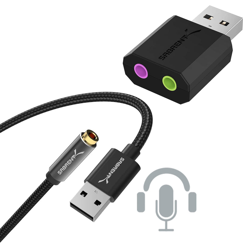 USB Type-A to 3.5mm Dual Function Audio Jack Active Adapter 20" Cable with USB External Stereo Sound Adapter for Windows and Mac. Plug and Play No Drivers Needed.