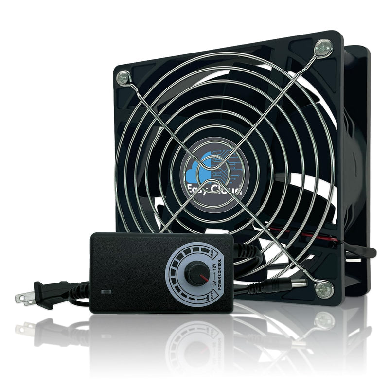 Computer Fan with AC Plug, 120mm Variable Speed Axial Muffin PC Fan with Controller 120V 110V 220V Small 12V Case Cooling for PC Server Cabinet DVR TV Router Receiver Xbox Greenhouse 1 Pcs 120mm x 25mm