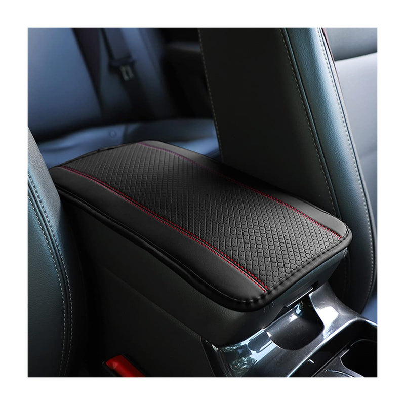 Car Armrest Storage Box Mat, Fiber Leather Car Center Console Cover, Car Armrest Seat Box Cover Accessories Interior Protection for Most Vehicle, SUV, Truck, Car (Black/Red) Black/Red