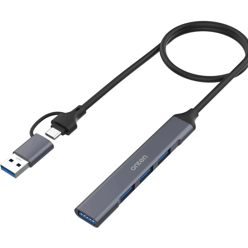 USB Hub, ONTEN USB C to USB Adapter, USB C to USB A Hub with 1.6ft Cable,4 Ports USB-C USB Hub 3.0/2.0, for MacBook Pro, iMac 2021, USB Splitter Aluminum Alloy, Color Gray blue