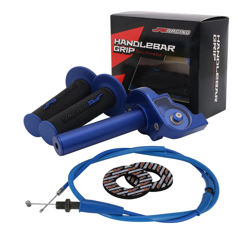 JFG RACING Motorcycle Throttle Assembly,7/8" 22mm Quick Twist Throttle Grips With Throttle Cable Aluminum Alloy Universal For CRF50 KLX SSR TTR 110 125 150 200 250cc Dirt Pit Bike ATV Mini Bike Blue Normal