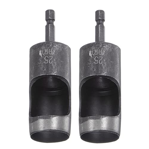 HARFINGTON 2pcs Leather Hollow Punch Hex Shank for Drills, 25mm Dia Hole Punch for Thick Fabrics Leathercraft Working 2