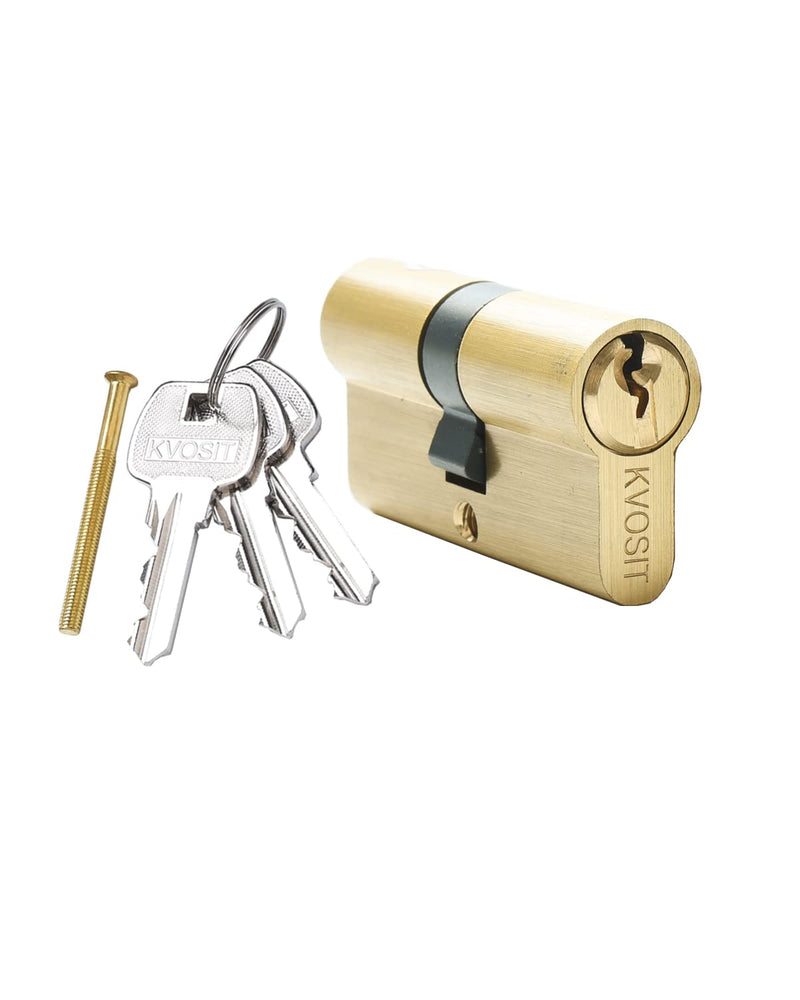 Brass Lock Cylinder with 3 Keys 63mm Double Open Cylinder Lock Storm Door Locks with 3 Brass Keys for Storage Unit Security Door (Brushed Brass, 63MM) 63MM-Double Open Brushed Brass