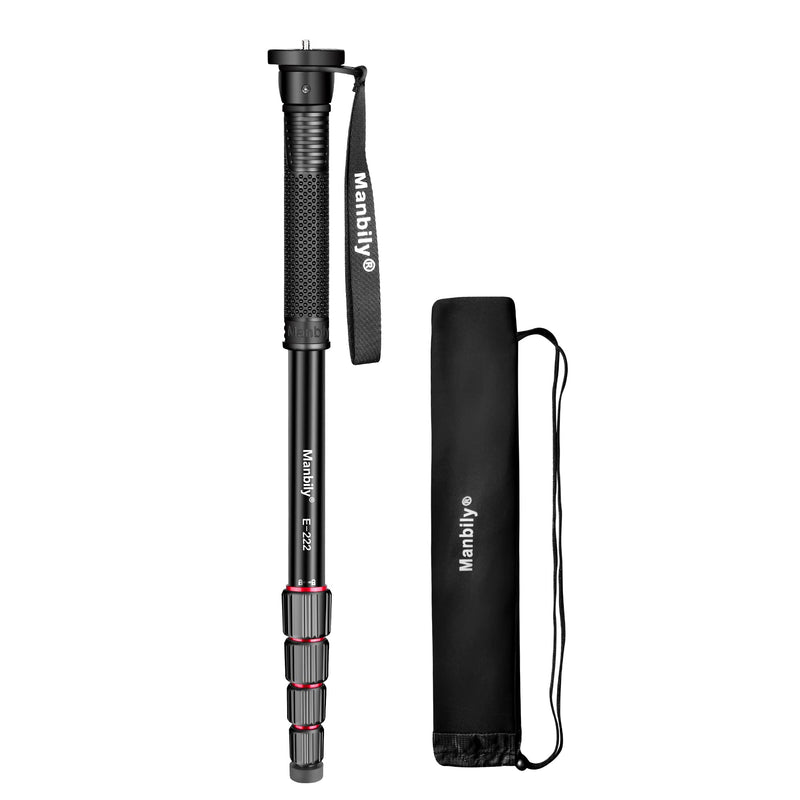 65-Inch Camera Monopod, 5 Sections Aluminum Travel Monopod for Canon Nikon Sony DSLR Cameras Video Camcorder, Compact Portable Lightweight（E-222） (Red) Red
