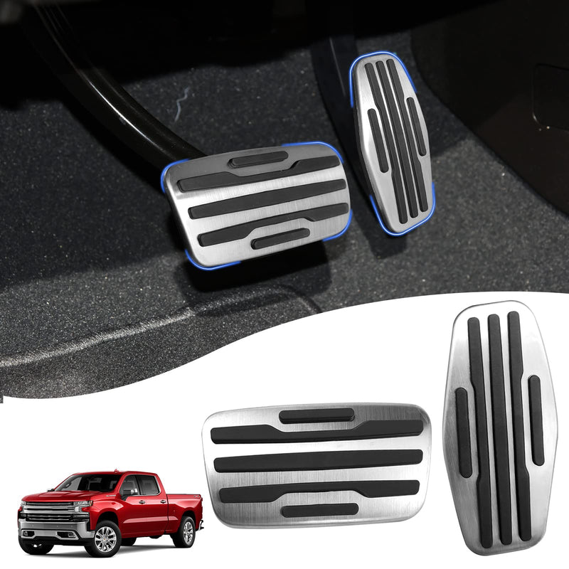 TTCR-II for Chevy Silverado Pedal Covers 2019-2025, Compatible with GMC Sierra Pedals 2019-2025, for Yukon Racing Pedal 2021-2024 Suburban Brake Pedal and 2021-2024 Tahoe Gas Pedal Plate (Auto, 2Pcs) For Silverado/Sierra 2019-2025