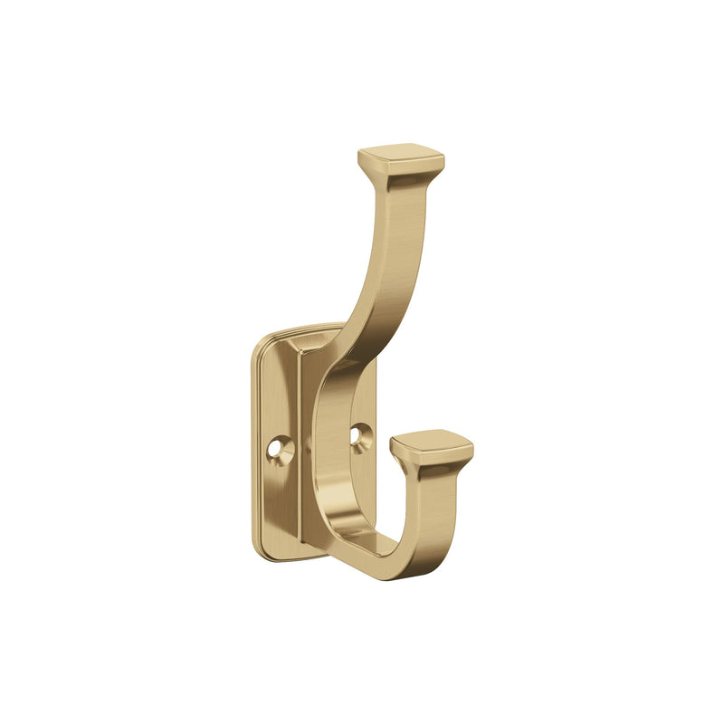 Amerock H37007CZ | Alder Double Prong Decorative Wall Hook | Champagne Bronze Hook for Coats, Hats, Backpacks, Bags | Hooks for Bathroom, Bedroom, Closet, Entryway, Laundry Room, Office