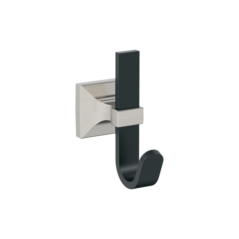 Amerock HBX36686MBG10 | Burbank Single Prong Decorative Wall Hook | Matte Black/Satin Nickel Hook for Coats, Hats, Backpacks, Bags | Hooks for Bathroom, Bedroom, Closet, Entryway, Laundry Room