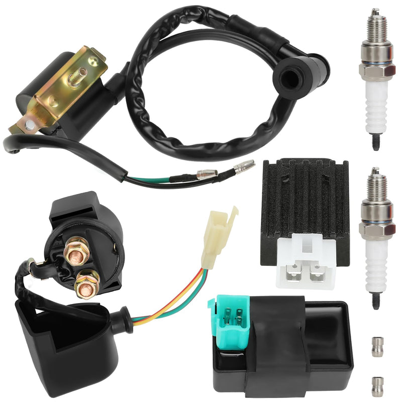  [AUSTRALIA] - GREHUA Ignition Coil Starter Solenoid Voltage Regulator CDI Compatible with Tao tao Coolster 125cc 110cc 90cc Kazuma Baja Chinese ATV Quad 4 Wheeler SSR Lifan CRF70 4 Stroke Go Kart Dirt Bike Parts