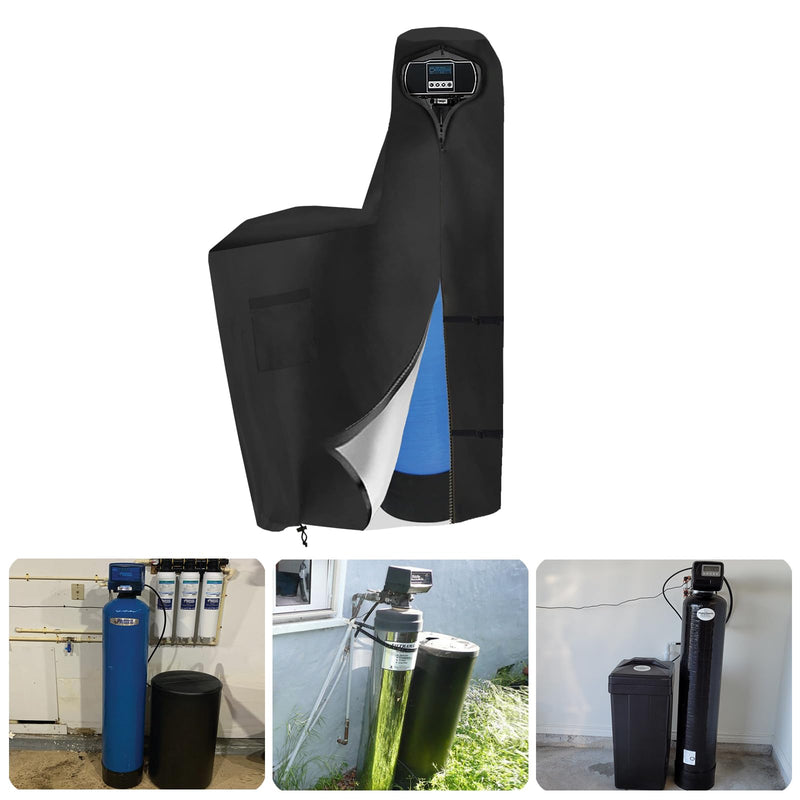 Bitubi Water Softener Cover with Split Zipper,Outdoor Water Softener Brine Tank Cover,Waterproof Anti-UV(64" H x 40" W x 16" D, Black) All Weather Protection 64" H x 40" W x 16" D(Black) Water Softener Cover (One-piece)