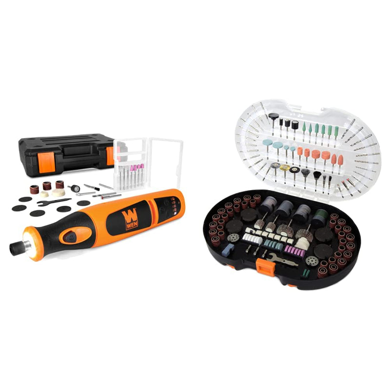 WEN 23072 Variable Speed Lithium-Ion Cordless Rotary Tool Kit (7.2V) and 327-Piece Rotary Tool Accessory Kit
